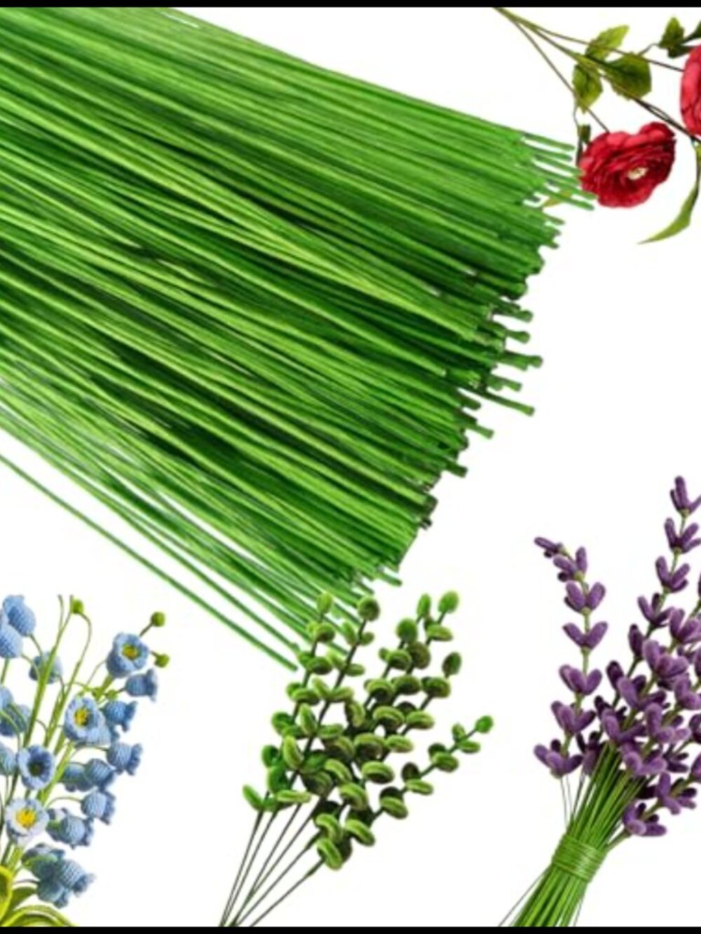 18 Gauge Flexible Floral Wire Stems 100Pcs Paper Wrapped Craft